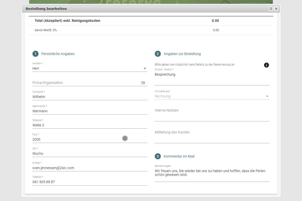 Kommentar für den Kunden